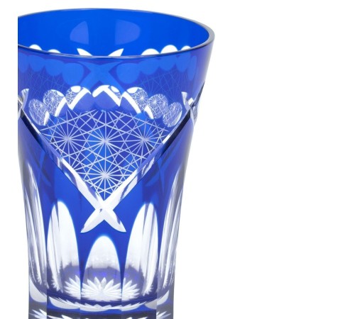 Стакан TAJIMA GLASS Хризантема и веер 240 мл, лазурный