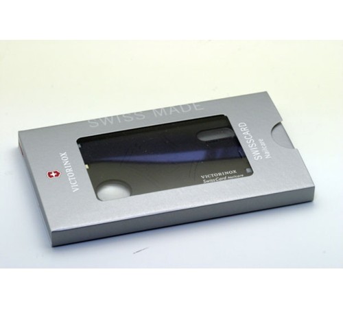 Швейцарская карточка VICTORINOX SwissCard Nailcare, 13 функций, полупрозрачная чёрная