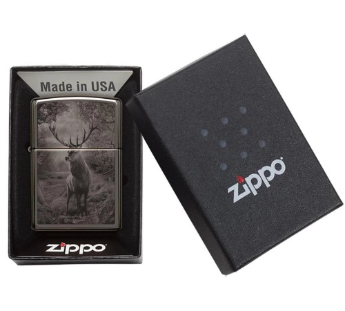 Зажигалка ZIPPO Classic с покрытием Black Ice®, латунь/сталь, чёрная, глянцевая, 38x13x57 мм