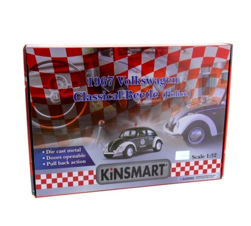 Машина Kinsmart  Volkswagen Classical Beetle (Police) инерция (1/12шт.) 1:32 б/к