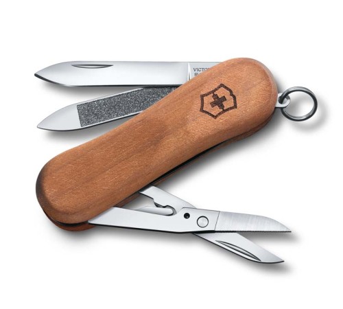 Нож-брелок VICTORINOX Evowood 81, 65 мм, 5 функций, деревянная рукоять