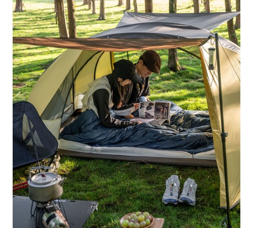 Палатка Naturehike Butterfly NH21YW132 210T двухместная, желто-коричневая, 6927595782910