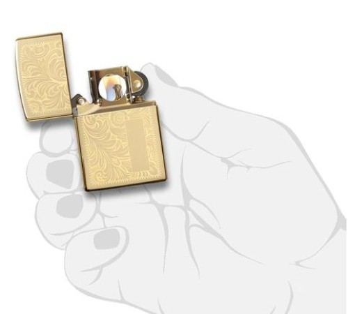 Зажигалка ZIPPO Venetian® с покрытием High Polish Brass, латунь/сталь, золотистая, 38x13x57 мм