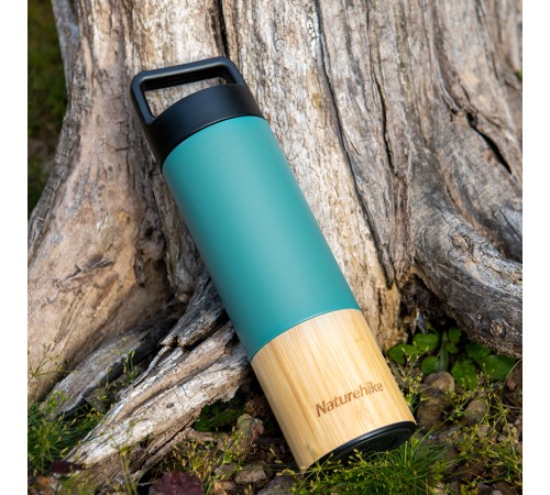 Термос Naturehike NH20SJ035 530мл, голубой, бамбуковый, 6927595763391