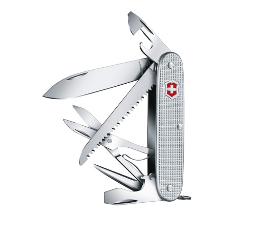 Нож перочинный VICTORINOX Farmer X Alox, 93 мм, 10 функций, алюминиевая рукоять, серебристый