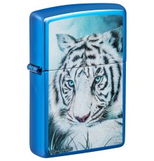 Зажигалка ZIPPO White Tiger с покрытием High Polish Blue, латунь/сталь, синяя, 38x13x57 мм