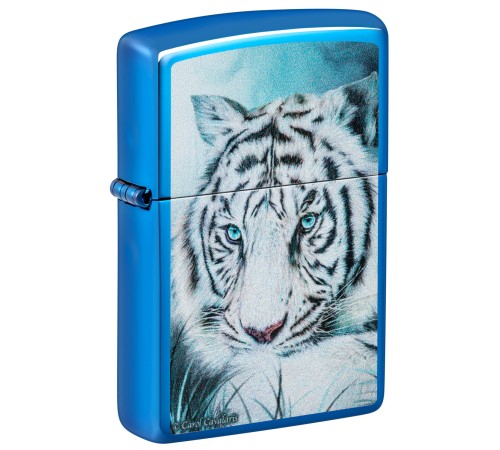 Зажигалка ZIPPO White Tiger с покрытием High Polish Blue, латунь/сталь, синяя, 38x13x57 мм