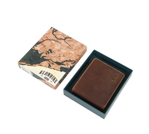 Бумажник KLONDIKE Yukon, натуральная кожа в коричневом цвете, 10,5 х 2,5 х 9 см