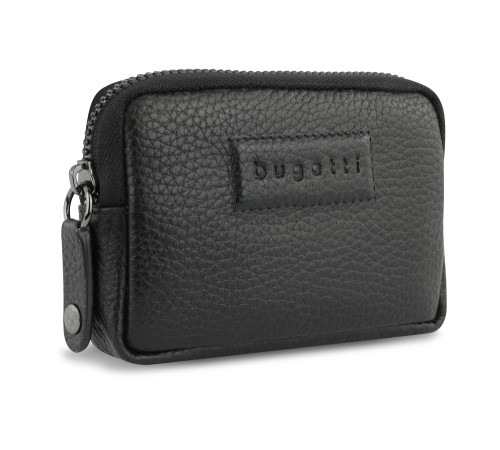 Ключница BUGATTI Elsa, с защитой данных RFID, чёрная, воловья кожа/полиэстер, 11х2х7 см