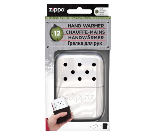 Каталитическая грелка ZIPPO, алюминий с покрытием High Polish Chrome, серебристая, 12 ч, 66x13x99 мм