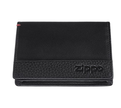 Держатель для карт ZIPPO с защитой от сканирования RFID, чёрная, натуральная кожа, 10,5×1,5×7,5 см