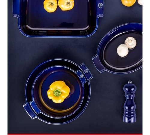 Круглая форма для запекания Peugeot Ceramic Blue, Франция, 34 см, синяя