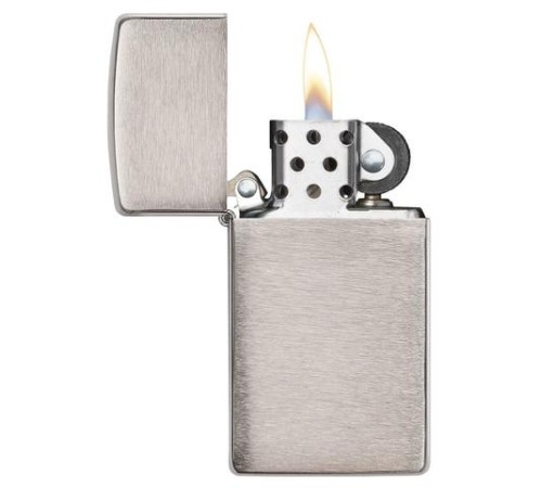 Зажигалка ZIPPO Slim® с покрытием Brushed Chrome, латунь/сталь, серебристая, матовая, 29x10x60 мм
