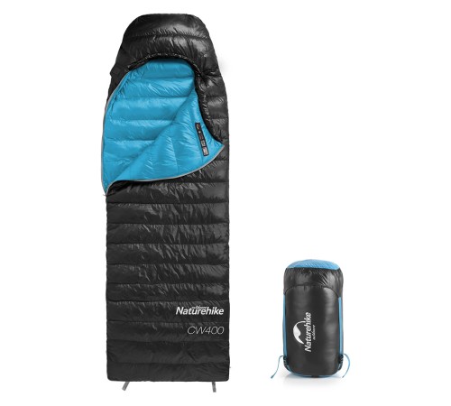 Мешок спальный Naturehike CW400 NH18C400-D с утиным пухом, размер L, черный