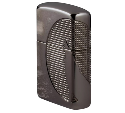 Зажигалка ZIPPO Armor™ Wolf  с покрытием High Polish Black Ice®, латунь/сталь, чёрная, 38x13x57 мм