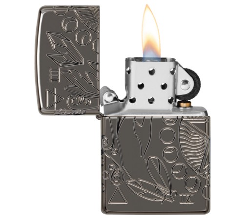 Зажигалка ZIPPO Armor® Wicca Design с покрытием Black Ice®, латунь/сталь, чёрная, 38x13x57 мм