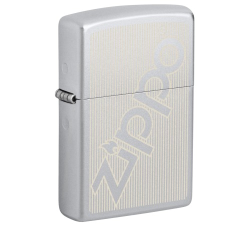 Зажигалка ZIPPO Logo с покрытием Satin Chrome, латунь/сталь, серебристая, матовая, 38x13x57 мм