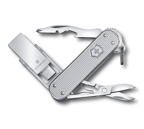 Мультитул-брелок VICTORINOX Jetsetter@work, 58 мм, с USB-модулем 3.0/3.1 16 Гб, 6 фнк, серебристый