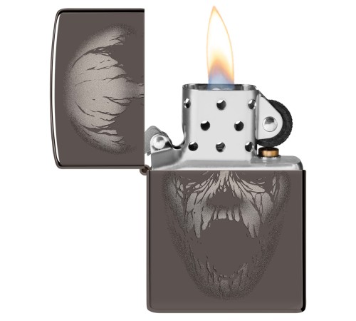 Зажигалка ZIPPO Screaming Monster с покрытием Black Ice®, латунь/сталь, черная, 38x13x57 мм