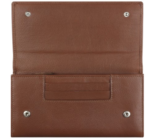 Кошелёк женский BUGATTI Lady Top, коньячный, натуральная воловья кожа, 20х2,5х10,5 см