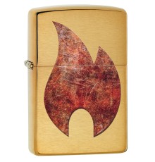Зажигалка ZIPPO Rusty Flame с покрытием Brushed Brass, латунь/сталь, золотистая, 38x13x57 мм