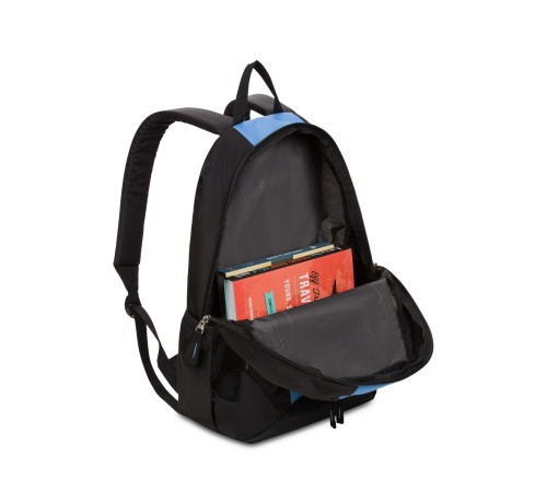 Рюкзак SWISSGEAR, чёрный/голубой, полиэстер 420D, 32х14х45 см, 20 л
