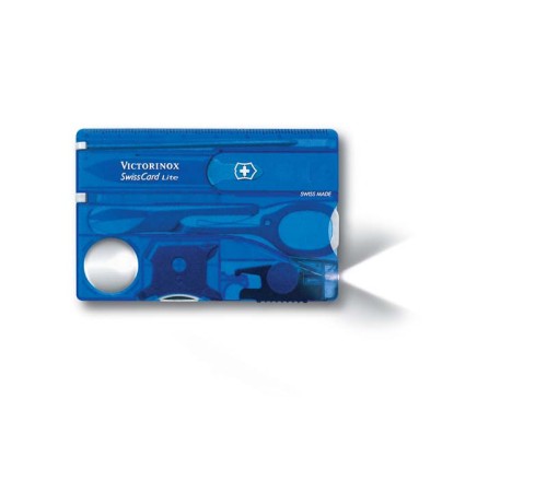 Швейцарская карточка VICTORINOX SwissCard Lite, 13 функций, полупрозрачная синяя