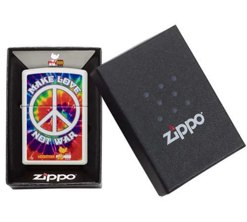 Зажигалка ZIPPO Woodstock® с покрытием White Matte, латунь/сталь, белая, матовая, 38x13x57 мм