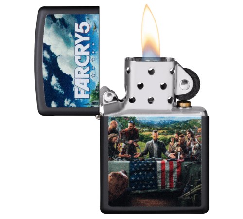 Зажигалка ZIPPO Far Cry® 5 с покрытием Black Matte, латунь/сталь, чёрная, матовая, 38x13x57 мм