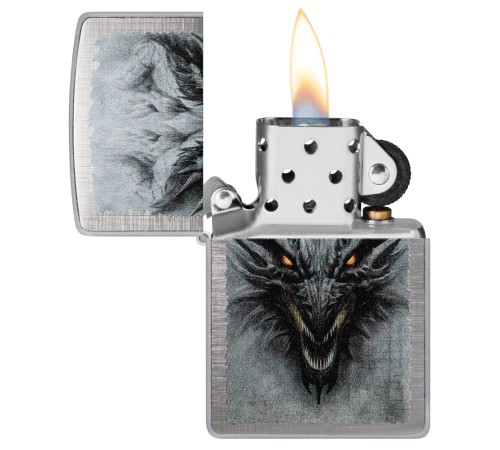 Зажигалка ZIPPO Dragon Design с покрытием Linen Weave, латунь/сталь, серебристая, 38x13x57 мм