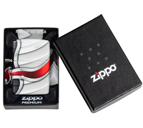 Зажигалка Zippo Flame Design с покрытием White Matte, латунь/сталь, белая, матовая, 38x13x57 мм