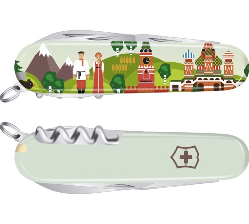 Нож перочинный VICTORINOX Spartan Из России с любовью, 91 мм, 12 функций, разноцветный