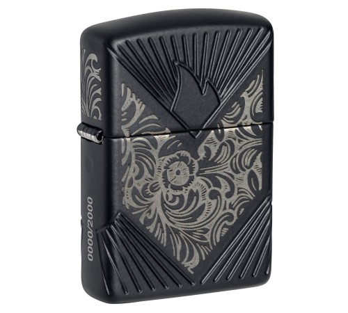 Зажигалка ZIPPO Armor® с покрытием Black Matte, латунь/сталь, чёрная, матовая, 38x13x57 мм