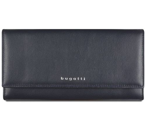 Кошелёк женский BUGATTI Lady Top, тёмно-синий, натуральная воловья кожа, 20х2,5х10,5 см