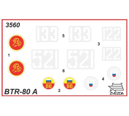 Сборная модель ZVEZDA Российский бронетранспортер БТР-80А, 1/35