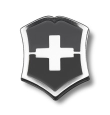 Значок VICTORINOX в форме креста на щите, металлический, чёрно-серебристый
