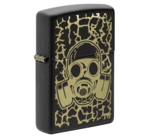 Зажигалка ZIPPO Skull Gas Mask с покрытием Black Matte, латунь/сталь, чёрная, матовая, 38x13x57 мм
