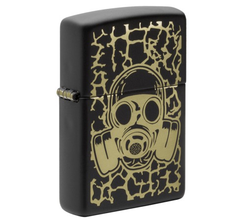 Зажигалка ZIPPO Skull Gas Mask с покрытием Black Matte, латунь/сталь, чёрная, матовая, 38x13x57 мм