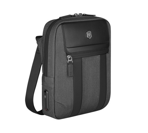 Сумка через плечо VICTORINOX Architecture Urban 2 Crossbody Bag,серый, полиэстер/кожа, 9x22x28 см,6л