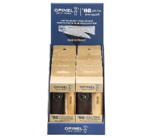Набор-дисплей Opinel, 10 наборов ножей №8 из нержав стали + чехол, 001193