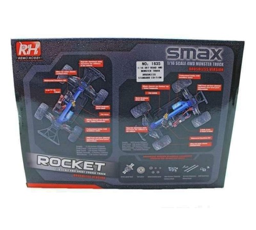 Радиоуправляемый монстр Remo Hobby SMAX Brushless (синий) 4WD 2.4G 1/16 RTR