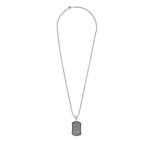 Подвеска ZIPPO Black Crystal Pendant Necklace, серебристо-чёрная, с цепочкой 60 см, сталь, 35 мм