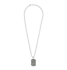 Подвеска ZIPPO Black Crystal Pendant Necklace, серебристо-чёрная, с цепочкой 60 см, сталь, 35 мм