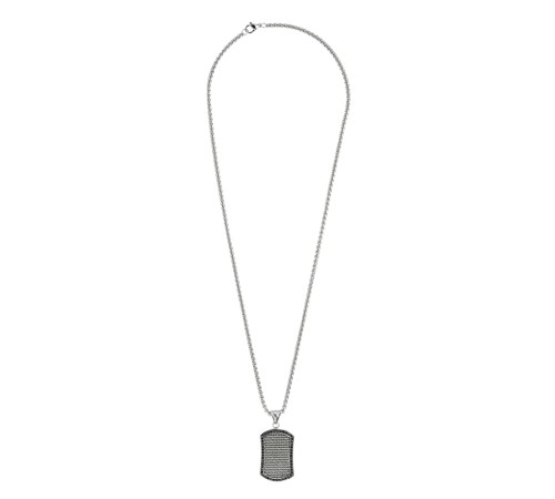 Подвеска ZIPPO Black Crystal Pendant Necklace, серебристо-чёрная, с цепочкой 60 см, сталь, 35 мм