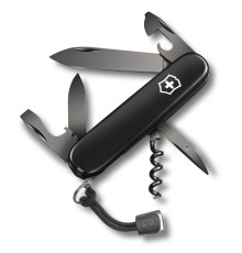 Нож перочинный VICTORINOX Spartan Onyx Black, 91 мм, 12 функций, чёрный, со шнурком в комплекте