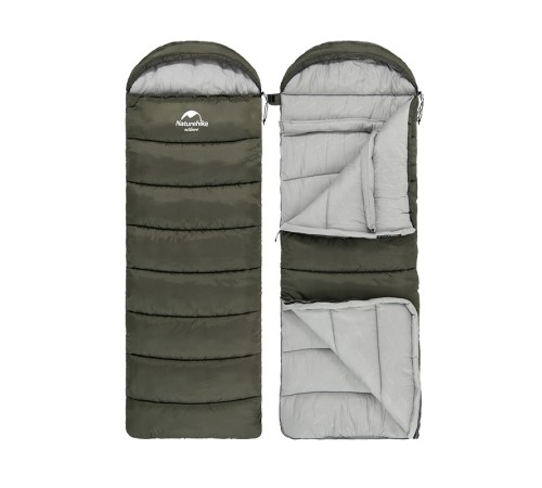 Спальный мешок Naturehike U Series Двойной хлопок осень-зима зеленый U150, молния слева, 6927595764398L