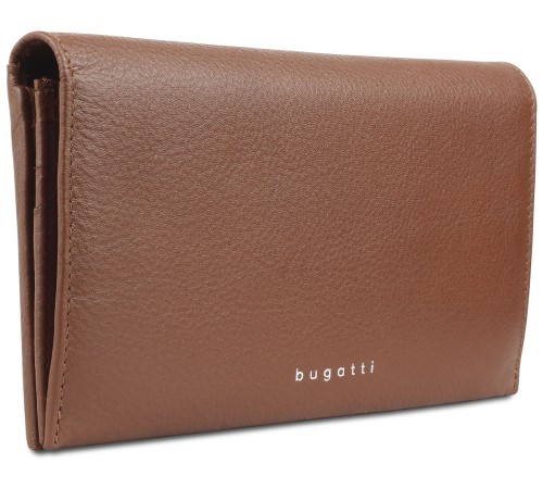 Кошелёк женский BUGATTI Lady Top, коньячный, натуральная воловья кожа, 19,5х2х10 см