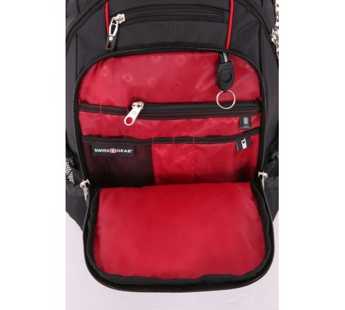 Рюкзак SWISSGEAR, 15”, чёрный/красный, полиэстер 900D/М2 добби, 34x23x48 см, 38 л