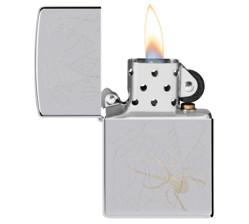Зажигалка ZIPPO Spider Design с покрытием High Polish Chrome, латунь/сталь, серебристая, 38x13x57 мм