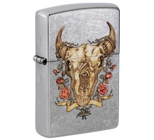 Зажигалка ZIPPO Rick Rietveld с покрытием Street Chrome, латунь/сталь, серебристая, 38x13x57 мм